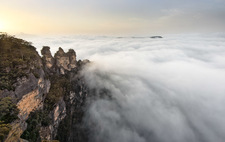 JV101  At Sunrise, Three Sisters in Mist